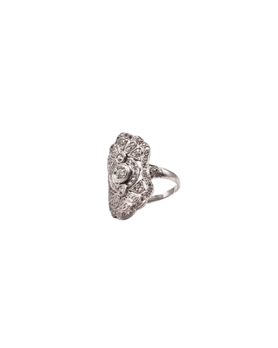 Bague 51 Bague Art déco en or blanc 18 carats et diamants 0,60 ct 58 Facettes 21002540