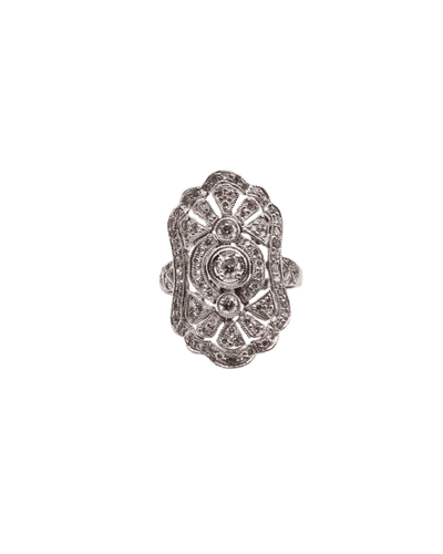 Bague 51 Bague Art déco en or blanc 18 carats et diamants 0,60 ct 58 Facettes 21002540