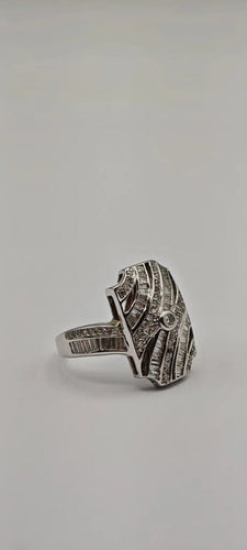 Bague 54 Bague Art déco en or blanc 18 carats et diamants 1,60 ct 58 Facettes 21002526