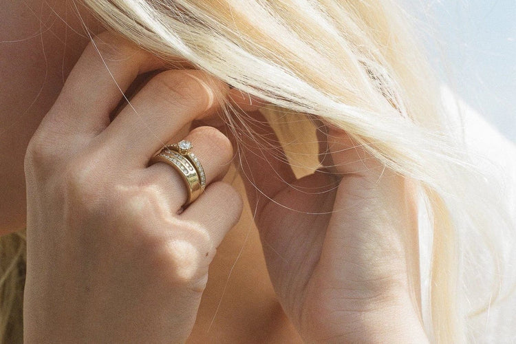 Bague 50 Bague en or jaune 18 carats avec diamants 0,49 ct 58 Facettes