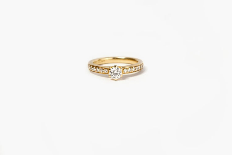 Bague 50 Bague en or jaune 18 carats avec diamants 0,49 ct 58 Facettes