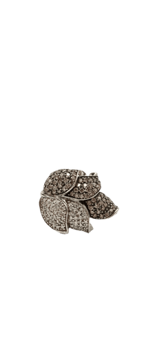Bague 54 Bague motif floral pavée de diamants en or blanc 14 carats 58 Facettes 21006661