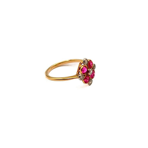 Bague 50 Bague en or jaune 18 carats et platine avec saphirs roses et diamants 58 Facettes 21001246