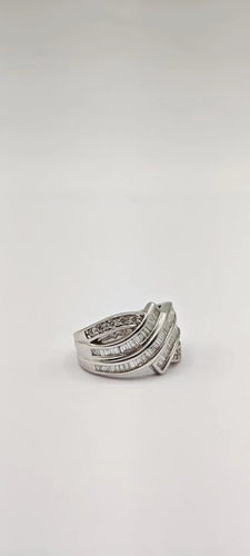 Bague 54 Bague d’éternité vintage demi-alliance en or blanc 18 carats et diamants 58 Facettes 21002984