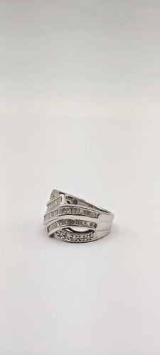 Bague 54 Bague d’éternité vintage demi-alliance en or blanc 18 carats et diamants 58 Facettes 21002984
