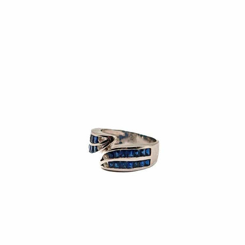Bague 54 Bague en or blanc 18 carats avec saphirs et diamants 58 Facettes