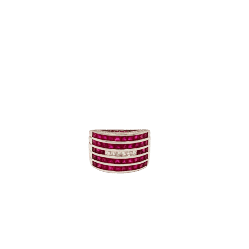 Bague 56 Bague en or blanc 18 carats avec rubis et diamants 58 Facettes 21008269