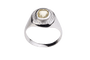 Bague 56 Bague en or blanc 18 carats au saphir jaune et diamants 58 Facettes