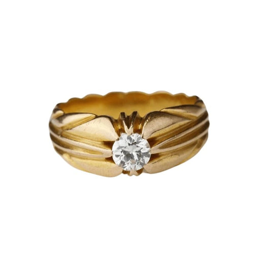 Bague 53 Bague solitaire en or jaune 18 carats avec diamant 0,35 ct 58 Facettes