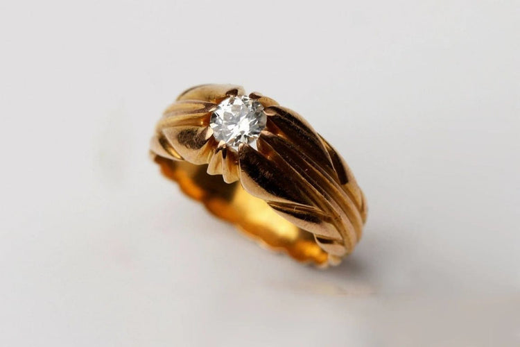 Bague 53 Bague solitaire en or jaune 18 carats avec diamant 0,35 ct 58 Facettes