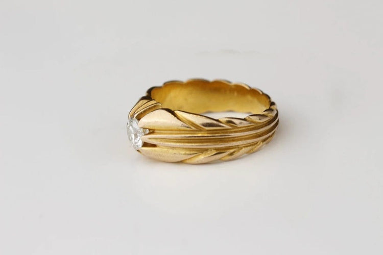 Bague 53 Bague solitaire en or jaune 18 carats avec diamant 0,35 ct 58 Facettes