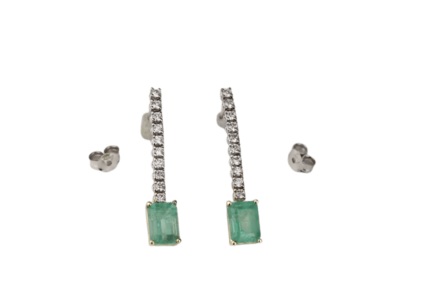 Boucles d'oreilles Boucles d’oreilles en or bicolore 18K avec émeraudes et diamants 58 Facettes