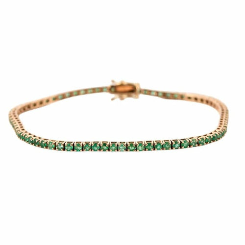 Bracelet Bracelet rivière en or rose 18K serti d’émeraudes 58 Facettes