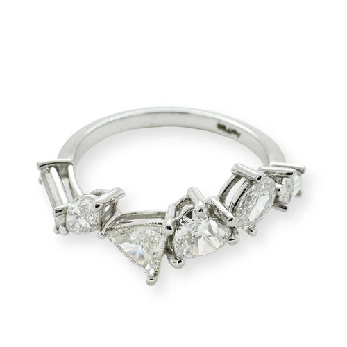 Bague 53 Bague multi-tailles en or blanc 18 carats et diamants 1,46 ct 58 Facettes