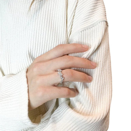Bague 53 Bague multi-tailles en or blanc 18 carats et diamants 1,46 ct 58 Facettes