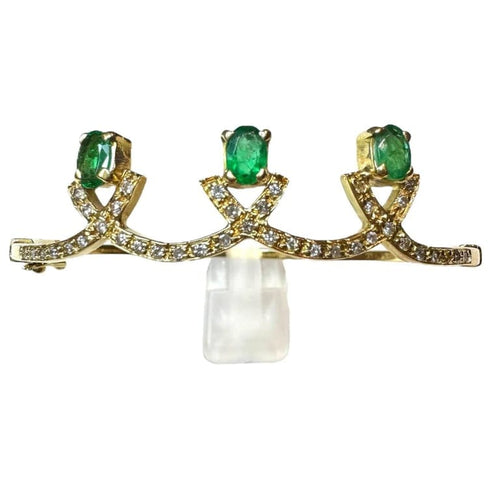 Bracelet Bracelet en or jaune 18K avec émeraudes et diamants 58 Facettes
