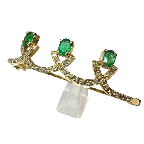 Bracelet Bracelet en or jaune 18K avec émeraudes et diamants 58 Facettes