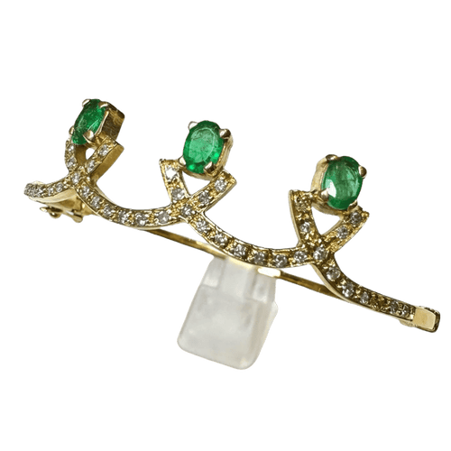 Bracelet Bracelet en or jaune 18K avec émeraudes et diamants 58 Facettes
