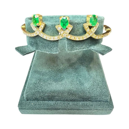 Bracelet Bracelet en or jaune 18K avec émeraudes et diamants 58 Facettes