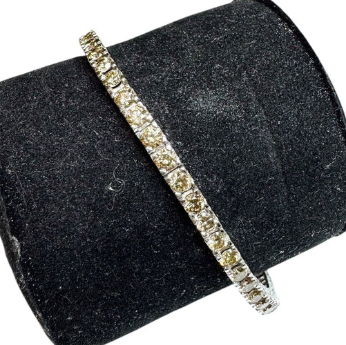 Bracelet Bracelet tennis en or blanc 18K et diamants bruns 7,5 ct 58 Facettes