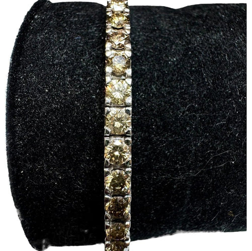 Bracelet Bracelet tennis en or blanc 18K et diamants bruns 7,5 ct 58 Facettes