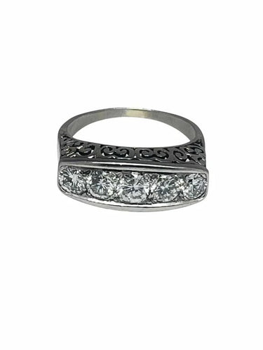 Bague 56 Bague en platine sertie de cinq diamants 1,3 ct 58 Facettes