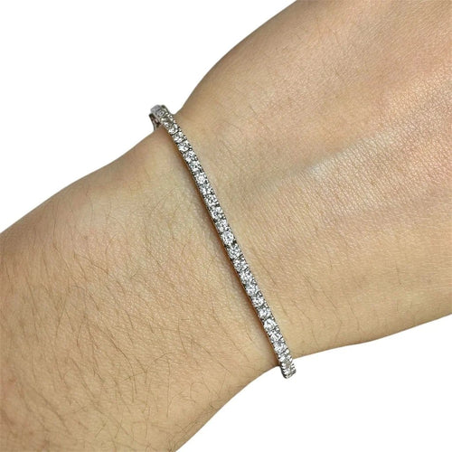 Bracelet Bracelet tennis diamants 3,4 ct en or blanc 18K 58 Facettes