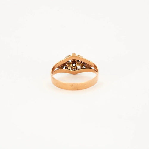 Bague 51 Bague marguerite Napoléon III en or jaune, diamants et perles 58 Facettes