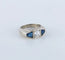 Bague 47.5 Bague chevalière Art déco en or gris 18 carats, diamant et saphirs 58 Facettes