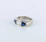 Bague 47.5 Bague chevalière Art déco en or gris 18 carats, diamant et saphirs 58 Facettes