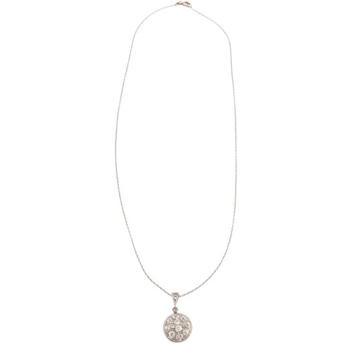 Collier Collier ancien - Pendentif pavé de diamants en or gris 18 carats 58 Facettes