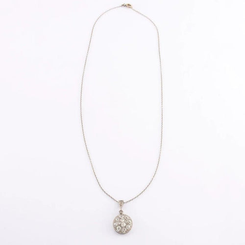 Collier Collier ancien - Pendentif pavé de diamants en or gris 18 carats 58 Facettes