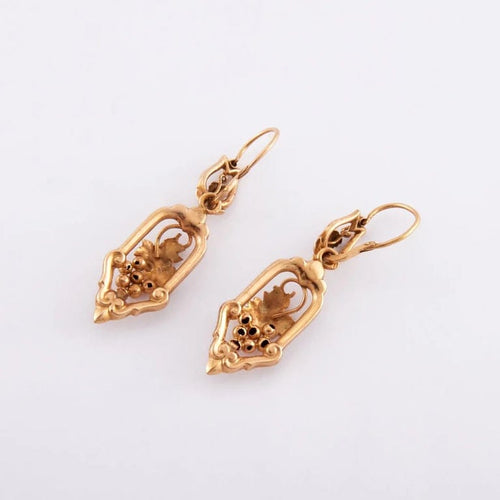 Boucles d'oreilles Pendants d’oreilles transformables fin XIXe siècle en or jaune 18 carats 58 Facettes