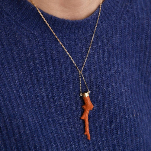 Pendentif Pendentif branche de corail en or jaune 18 carats 58 Facettes