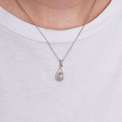 Collier Collier Art Nouveau - Motif goutte en or gris 18 carats et diamants 58 Facettes