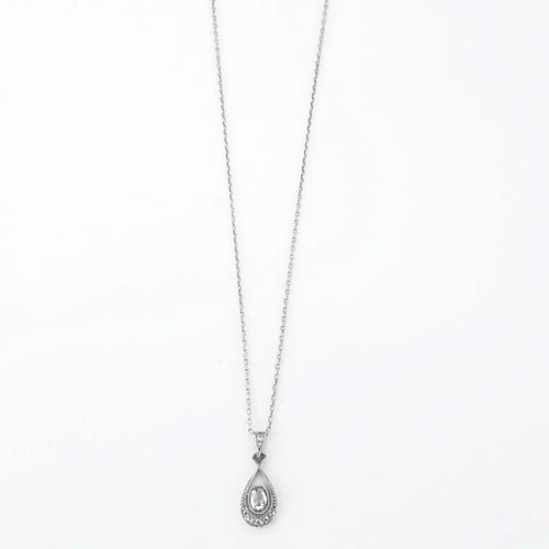 Collier Collier Art Nouveau - Motif goutte en or gris 18 carats et diamants 58 Facettes