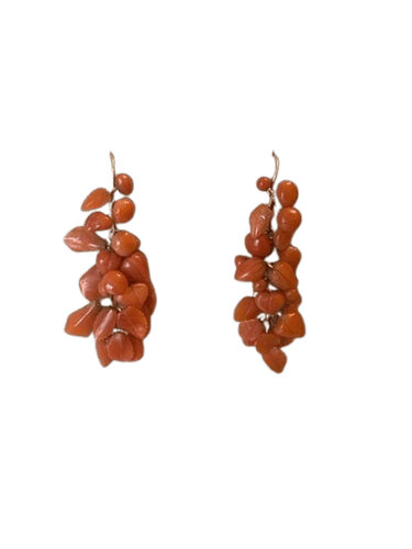 Boucles d'oreilles Boucles d'oreilles pendantes en or jaune 18 carats et corail 58 Facettes