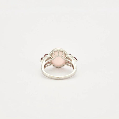 Bague 53 Bague en or blanc 18 carats, quartz rose et tourmalines 58 Facettes