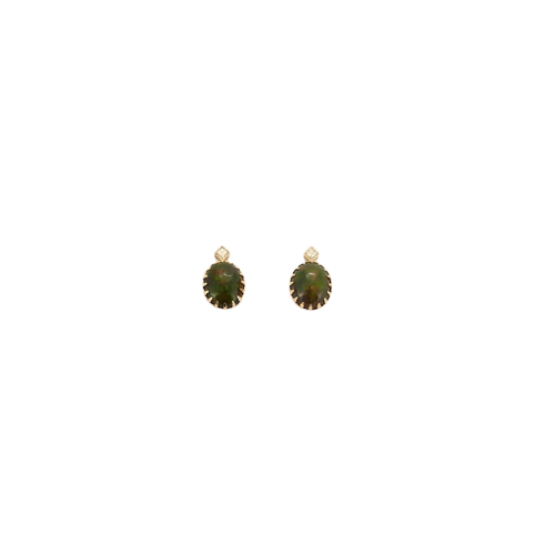 Boucles d'oreilles Boucles d’oreilles - Opales noires et diamant en or jaune 18 carats 58 Facettes