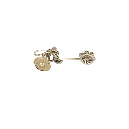 Boucles d'oreilles Pendants d’oreilles marguerite en or gris 18 carats, émeraudes et diamants 58 Facettes