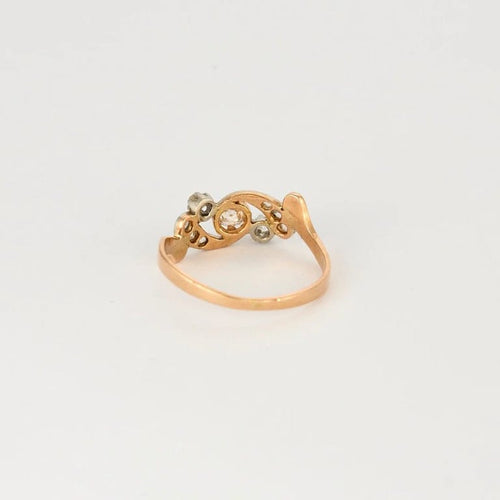 Bague 55.5 Bague diamants fin XIXe en or rose 18 carats et platine 58 Facettes