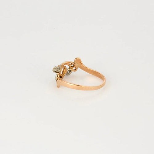 Bague 55.5 Bague diamants fin XIXe en or rose 18 carats et platine 58 Facettes