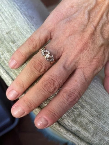 Bague 55.5 Bague diamants fin XIXe en or rose 18 carats et platine 58 Facettes