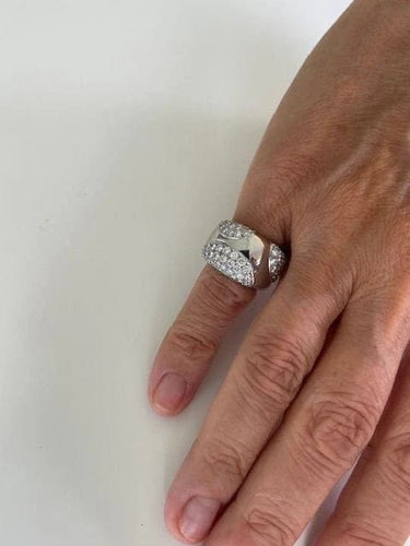 Bague 49 Cartier Nouvelle Vague - Bague jonc en or gris et diamants 58 Facettes