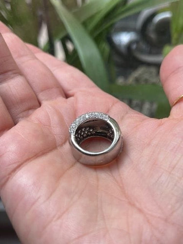 Bague 49 Cartier Nouvelle Vague - Bague jonc en or gris et diamants 58 Facettes