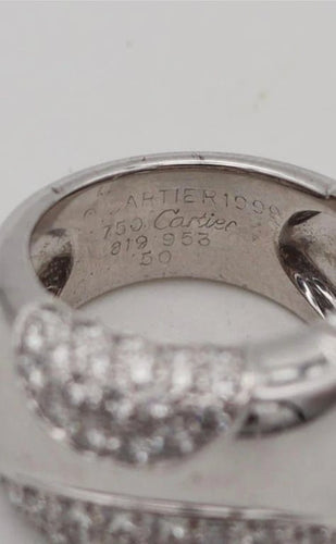 Bague 49 Cartier Nouvelle Vague - Bague jonc en or gris et diamants 58 Facettes