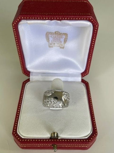 Bague 49 Cartier Nouvelle Vague - Bague jonc en or gris et diamants 58 Facettes