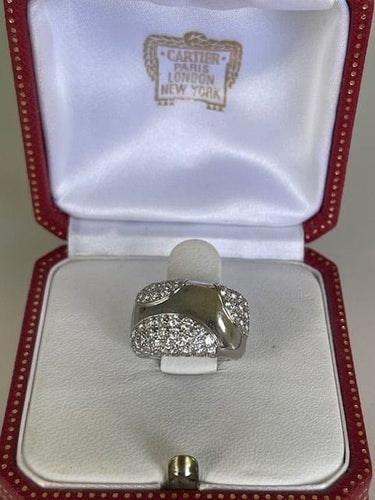 Bague 49 Cartier Nouvelle Vague - Bague jonc en or gris et diamants 58 Facettes