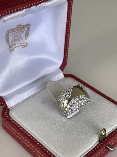 Bague 49 Cartier Nouvelle Vague - Bague jonc en or gris et diamants 58 Facettes