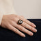 Bague 54 Bague cabochon en porcelaine en or jaune 18 carats 58 Facettes